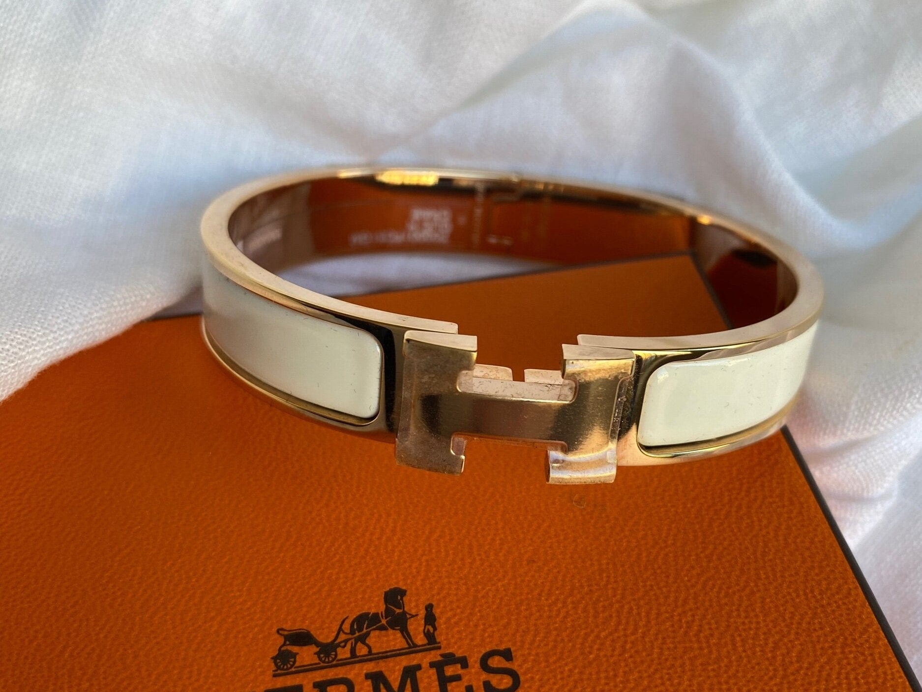 Hermes Bracelet Gold Hermes Clic H Craie GM Bracelet Rose Gold - Redeluxe