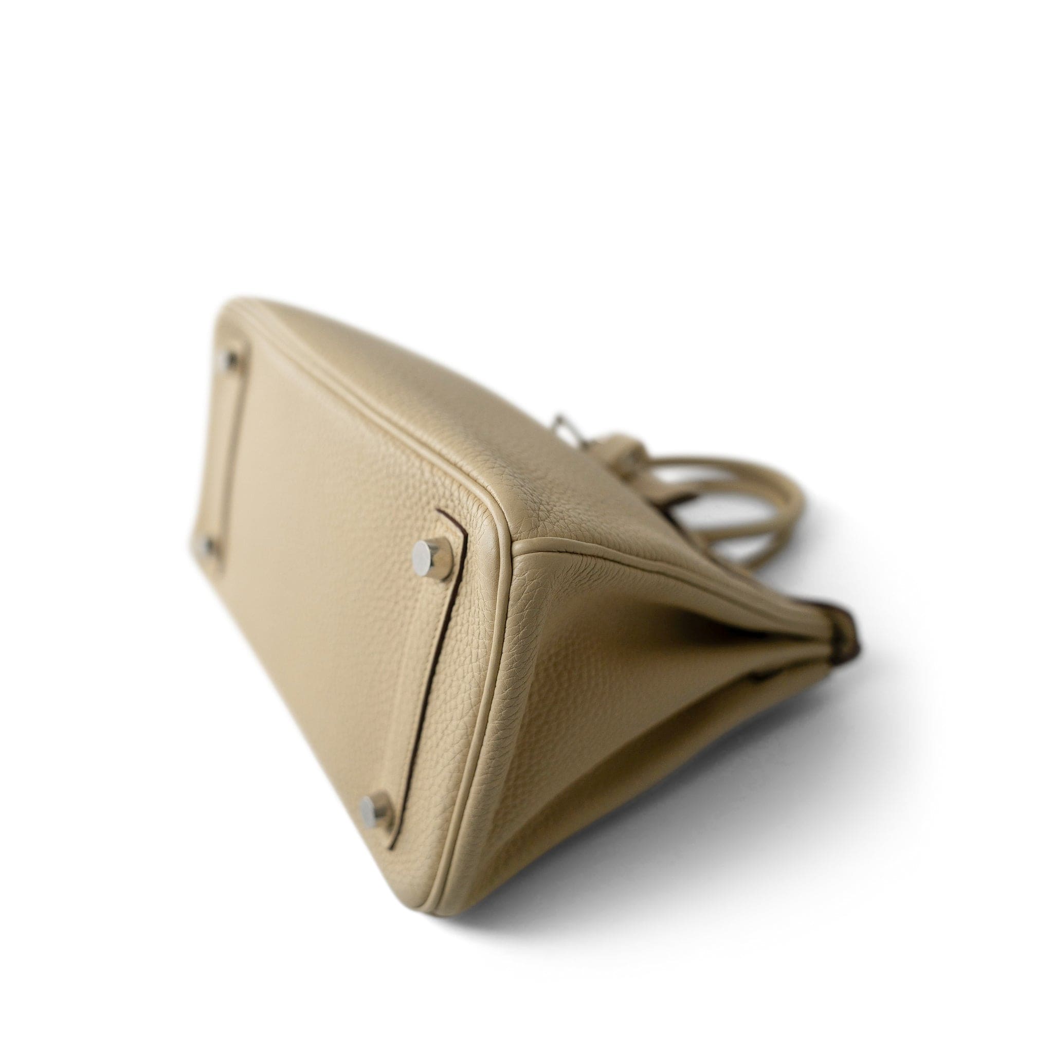 Hermes Handbag Beige Birkin 25 Parchemin / Light Beige Togo Palladium Plated M Square Stamp - Redeluxe