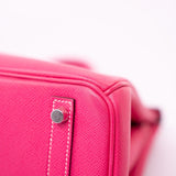 Hermes Handbag Birkin 30 (Candy Model) Rose Tyrien / Rubis Veau Epsom Leather Palladium Plated O Square Stamp - Redeluxe