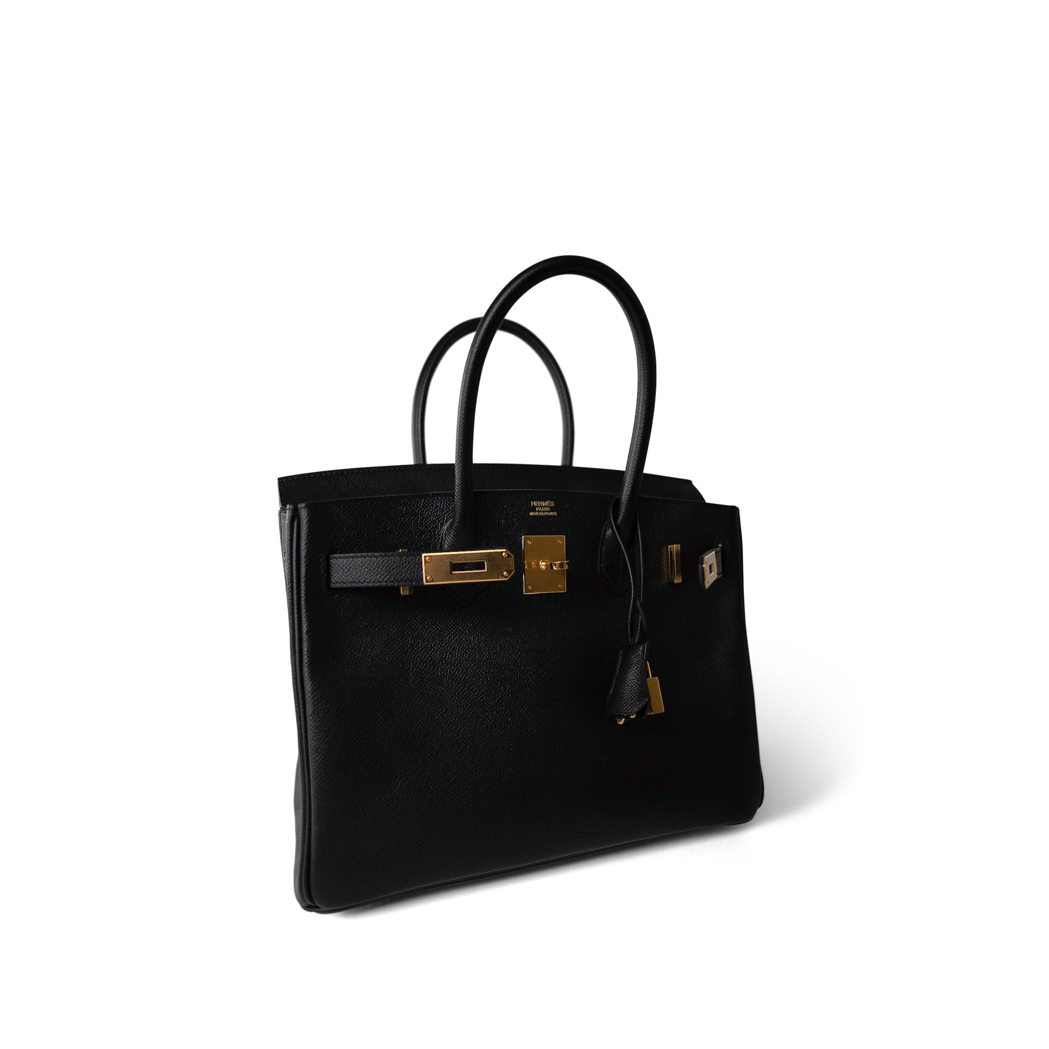 Hermes Handbag Black Birkin 30 Black Epsom Gold Plated Z Stamp - Redeluxe