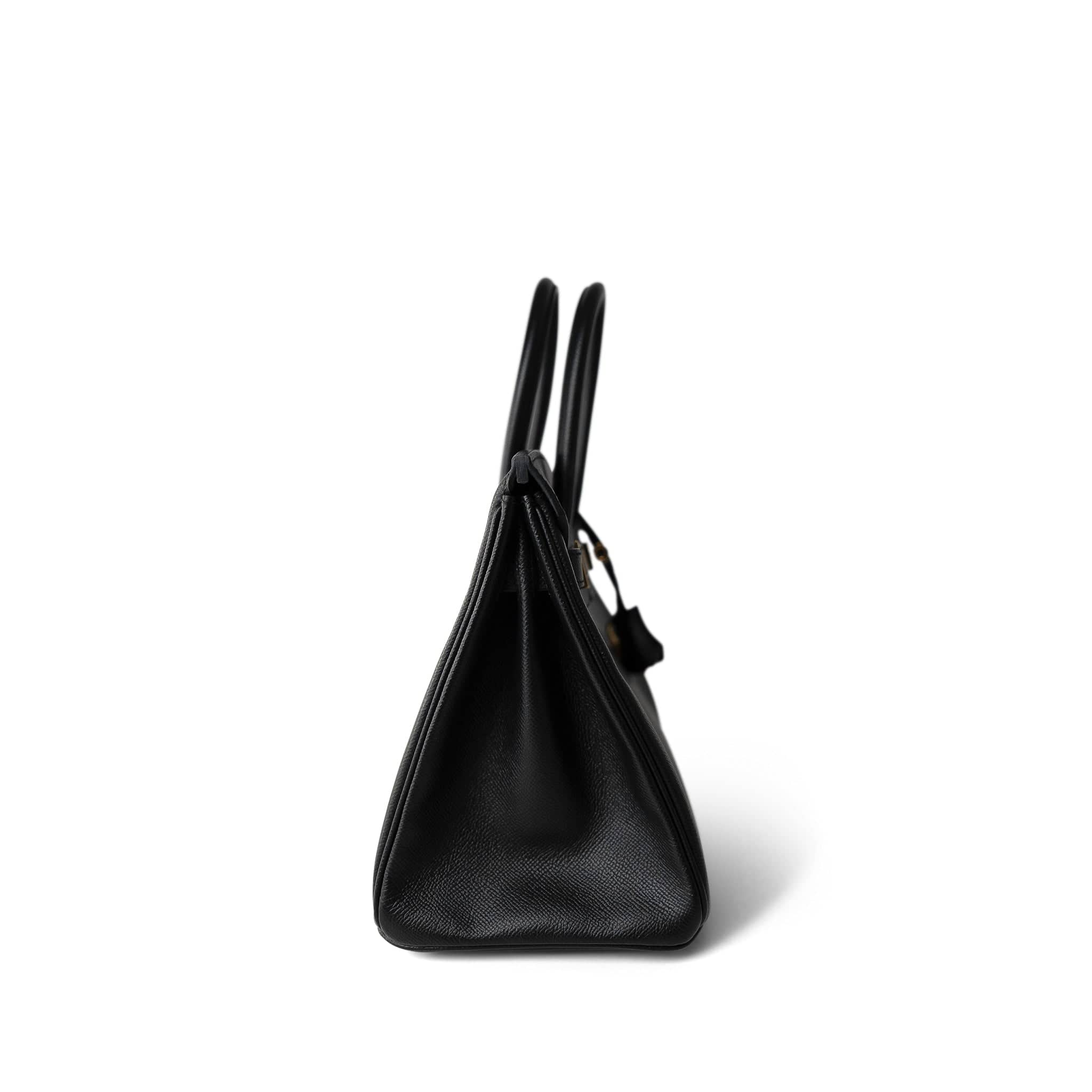 Hermes Handbag Black Birkin 30 Black Epsom Gold Plated Z Stamp - Redeluxe