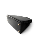 Hermes Handbag Black Kelly Sellier 28 Black Box Calfskin Gold Plated Y Circle Stamp - Redeluxe