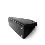 Hermes Handbag Black Kelly Sellier 28 Black Box Calfskin Gold Plated Y Circle Stamp - Redeluxe