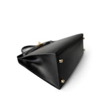 Hermes Handbag Black Kelly Sellier 28 Black Box Calfskin Gold Plated Y Circle Stamp - Redeluxe