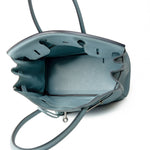 Hermes Handbag Blue Birkin 30 Blue Ciel Clemence Palladium Plated M Square Stamp - Redeluxe