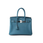 Hermes Handbag Blue Hermes Birkin 30 Blue Jean Veau Epsom Leather Palladium Hardware G Square Stamp - Redeluxe