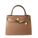 Hermes Handbag Brown Kelly Sellier 28 Alezan Veau Epsom Leather Gold Plated 2021 Z - Redeluxe
