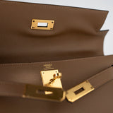 Hermes Handbag Brown Kelly Sellier 28 Alezan Veau Epsom Leather Gold Plated 2021 Z - Redeluxe