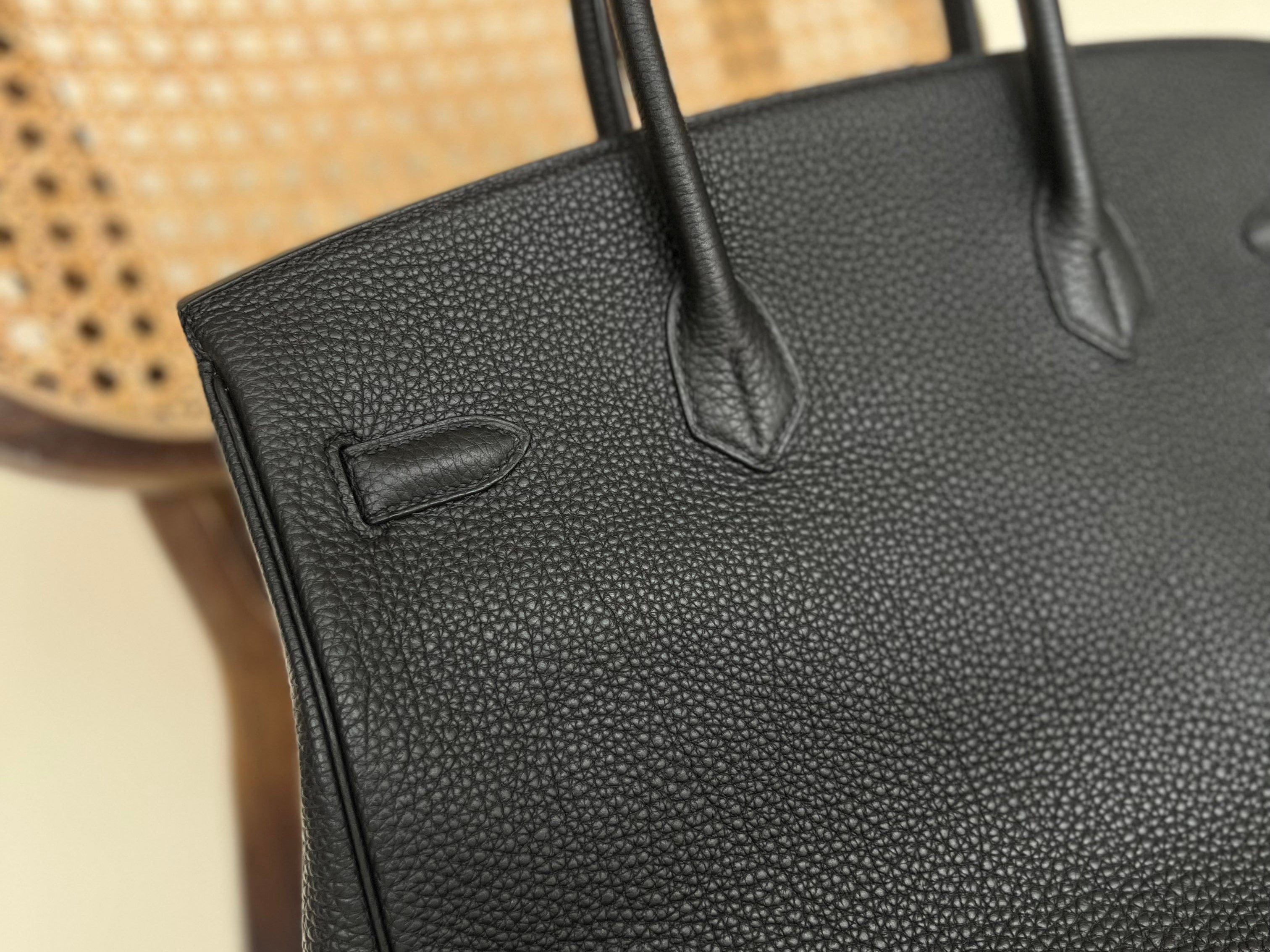 Hermes Handbag Hermes Birkin 35 Black Veau Togo Leather Gold Plated 2021 Z - Redeluxe