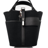 Hermes Handbag Hermès Picotin Cargo 18 Black Swift and Toile Canvas Palladium Hardware - Redeluxe