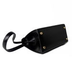 Hermes Handbag Hermes Vintage Mini Kelly Black Box Calfskin Leather Shoulder Bag - Redeluxe