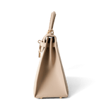 Hermes Handbag Kelly / Beige Kelly 25 Beige Box Calfskin Leather Gold Plated Hardware E Square Stamp - Redeluxe