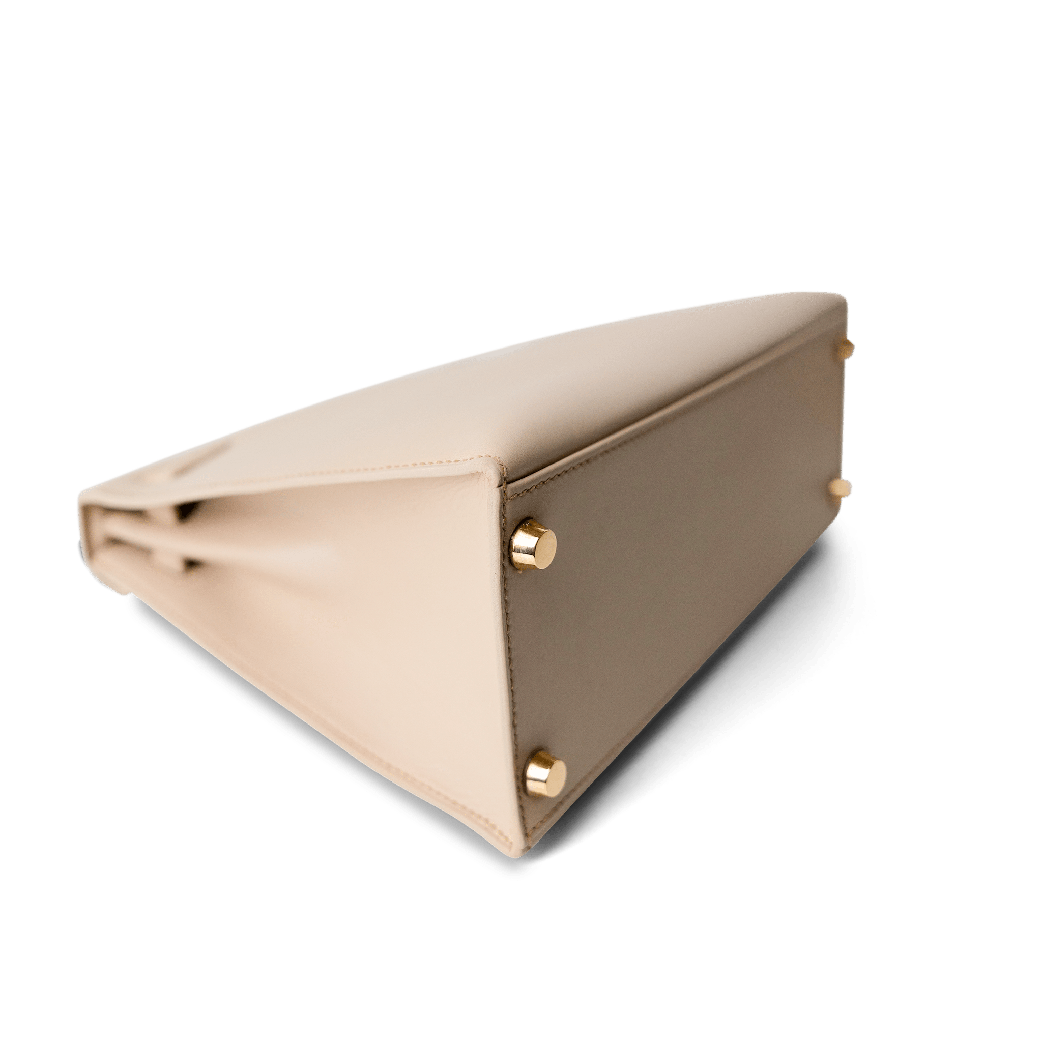 Hermes Handbag Kelly / Beige Kelly 25 Beige Box Calfskin Leather Gold Plated Hardware E Square Stamp - Redeluxe