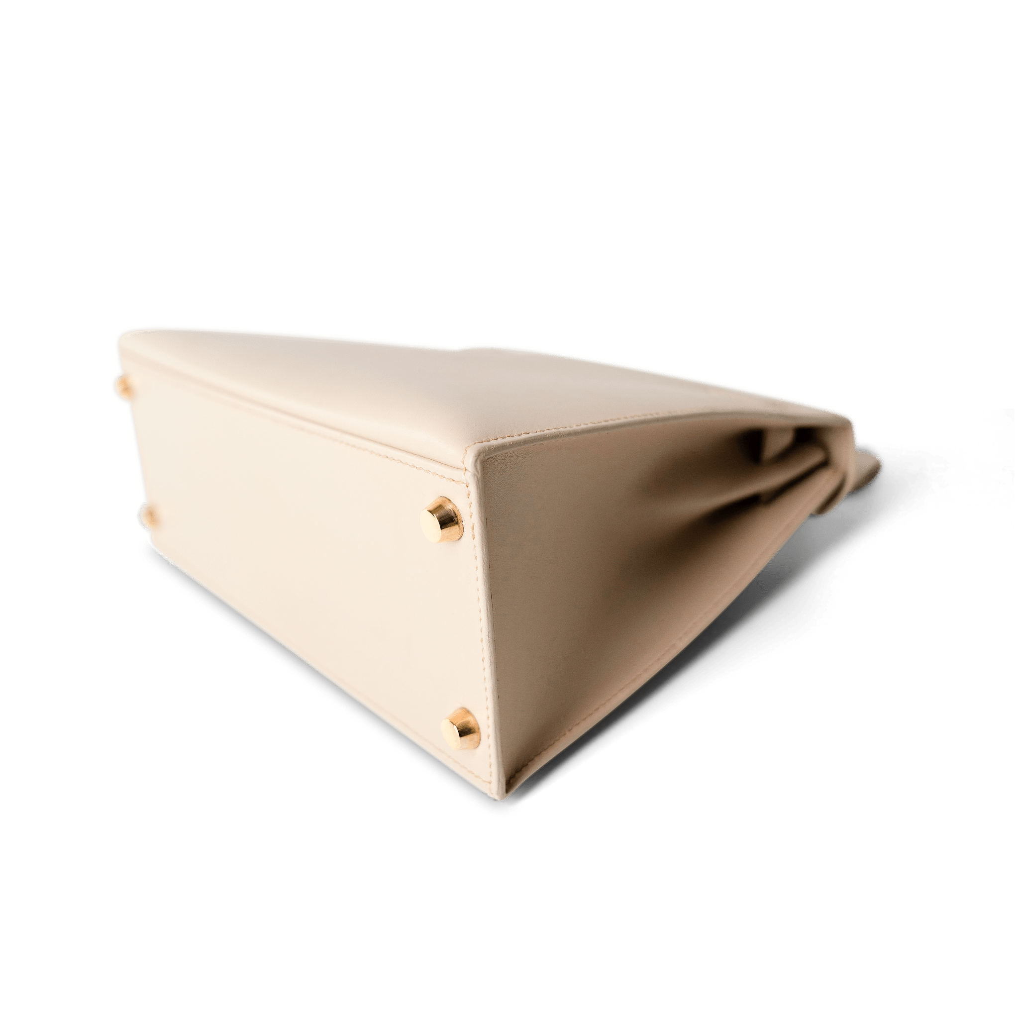 Hermes Handbag Kelly / Beige Kelly 25 Beige Box Calfskin Leather Gold Plated Hardware E Square Stamp - Redeluxe