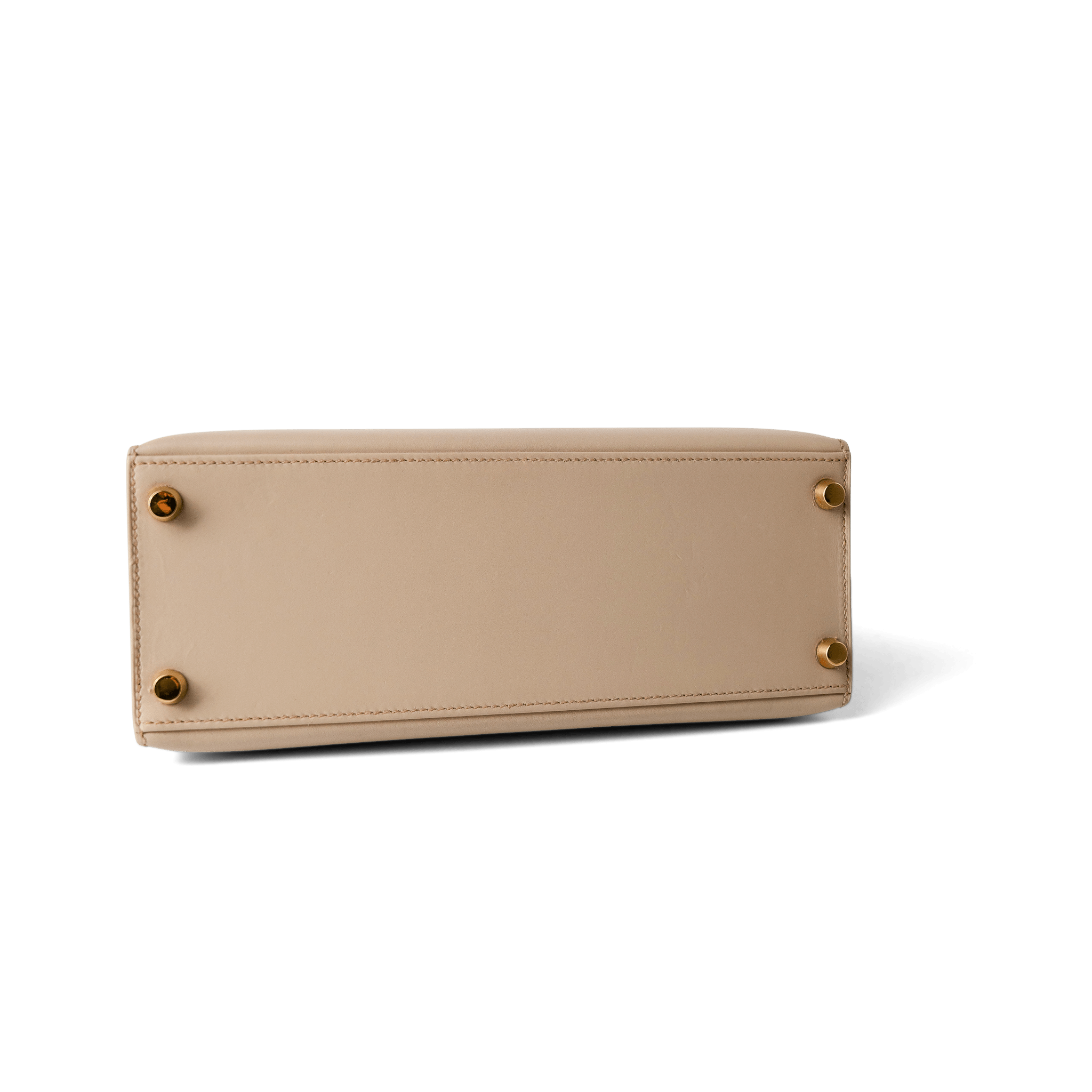 Hermes Handbag Kelly / Beige Kelly 25 Beige Box Calfskin Leather Gold Plated Hardware E Square Stamp - Redeluxe