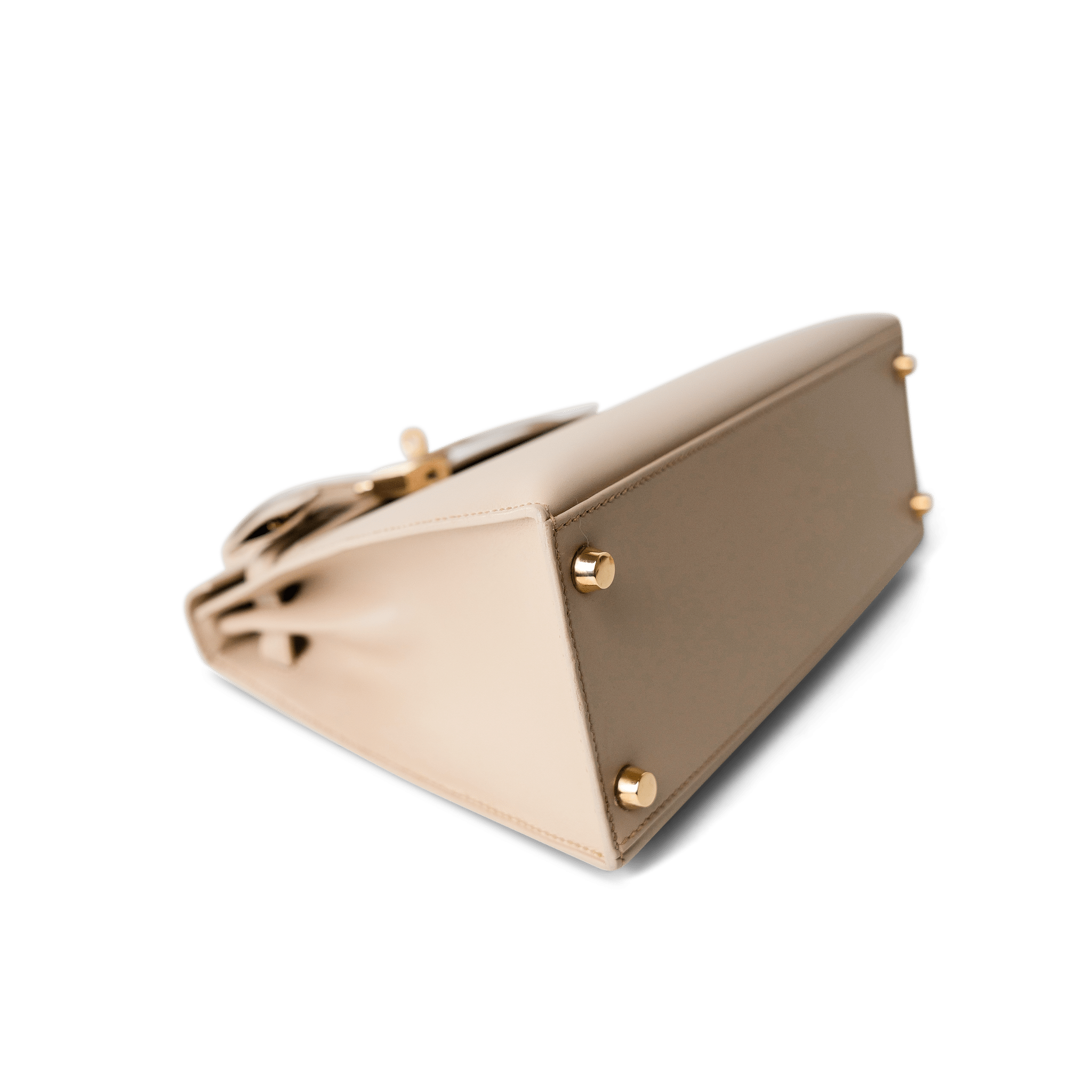 Hermes Handbag Kelly / Beige Kelly 25 Beige Box Calfskin Leather Gold Plated Hardware E Square Stamp - Redeluxe