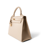 Hermes Handbag Kelly / Beige Kelly 25 Beige Box Calfskin Leather Gold Plated Hardware E Square Stamp - Redeluxe
