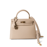 Hermes Handbag Kelly / Beige Kelly 25 Beige Box Calfskin Leather Gold Plated Hardware E Square Stamp - Redeluxe