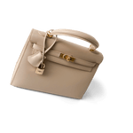 Hermes Handbag Kelly / Beige Kelly 25 Beige Box Calfskin Leather Gold Plated Hardware E Square Stamp - Redeluxe