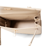 Hermes Handbag Kelly / Beige Kelly 25 Beige Box Calfskin Leather Gold Plated Hardware E Square Stamp - Redeluxe
