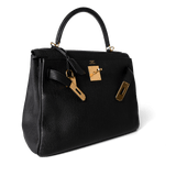 Hermes Handbag Kelly / Black Kelly 28 Black Veau Togo Leather Gold Plated C Stamp - Redeluxe