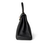 Hermes Handbag Kelly / Black Kelly 28 Black Veau Togo Leather Gold Plated C Stamp - Redeluxe