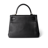 Hermes Handbag Kelly / Black Kelly 28 Black Veau Togo Leather Gold Plated C Stamp - Redeluxe