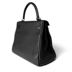 Hermes Handbag Kelly / Black Kelly 28 Black Veau Togo Leather Gold Plated C Stamp - Redeluxe