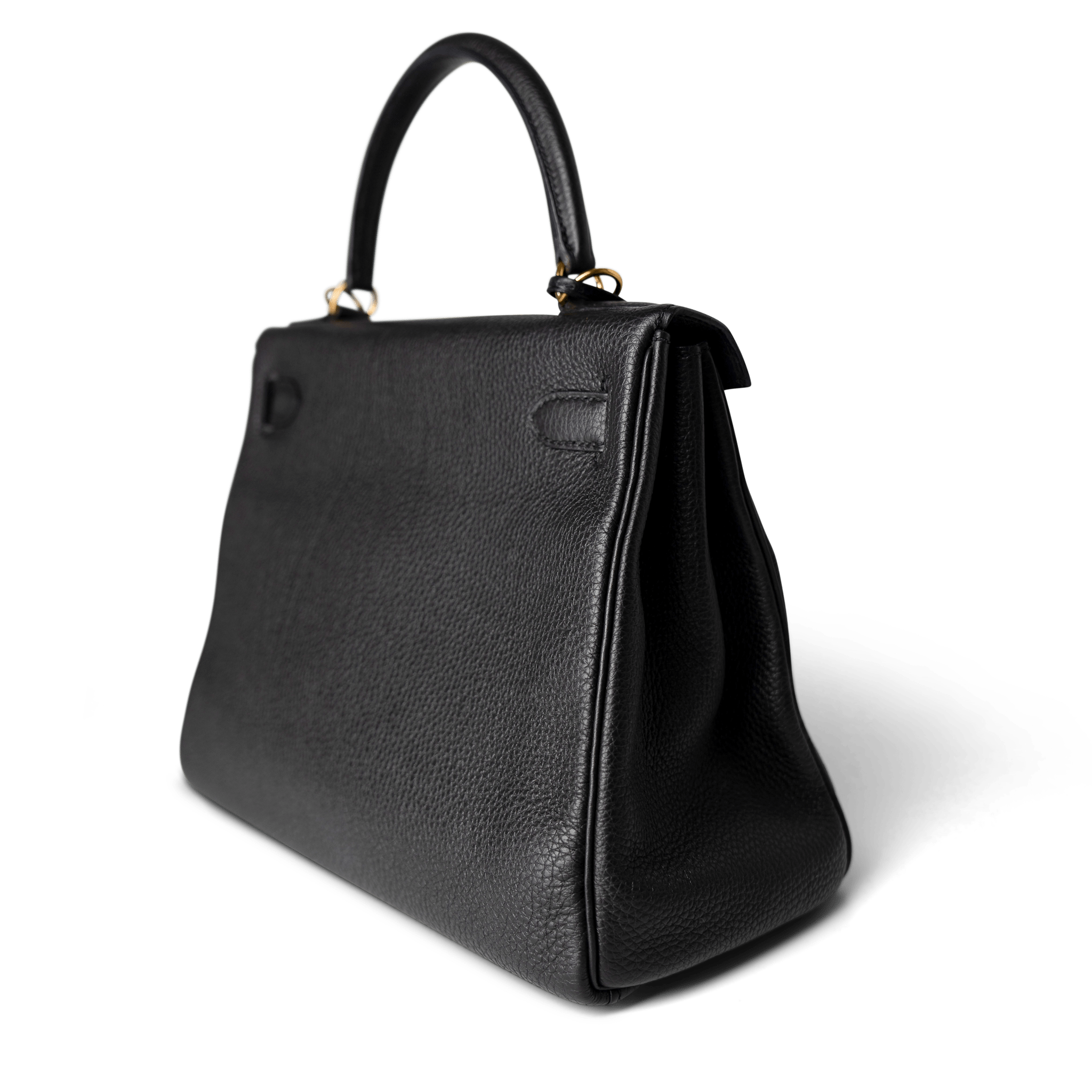 Hermes Handbag Kelly / Black Kelly 28 Black Veau Togo Leather Gold Plated C Stamp - Redeluxe