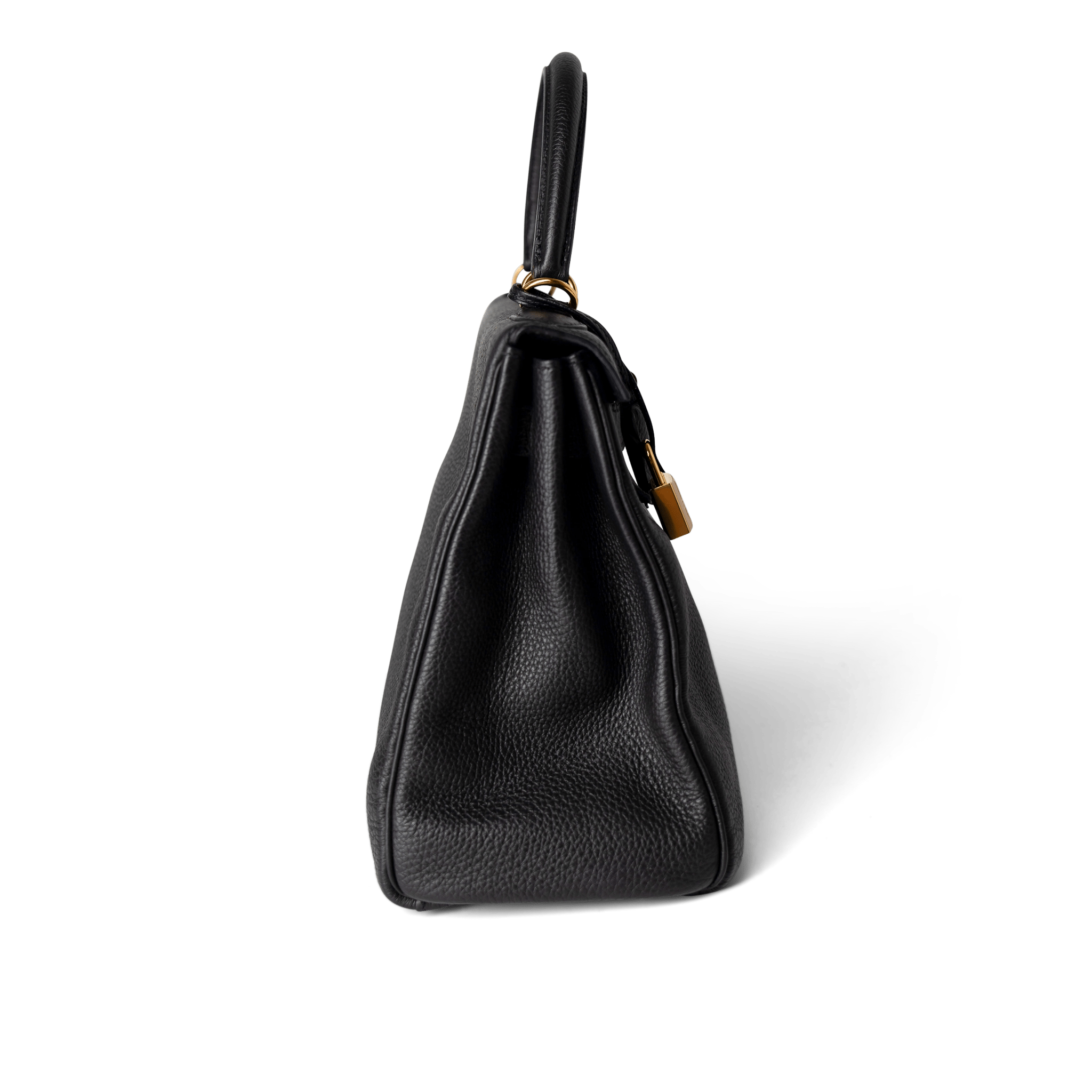 Hermes Handbag Kelly / Black Kelly 28 Black Veau Togo Leather Gold Plated C Stamp - Redeluxe