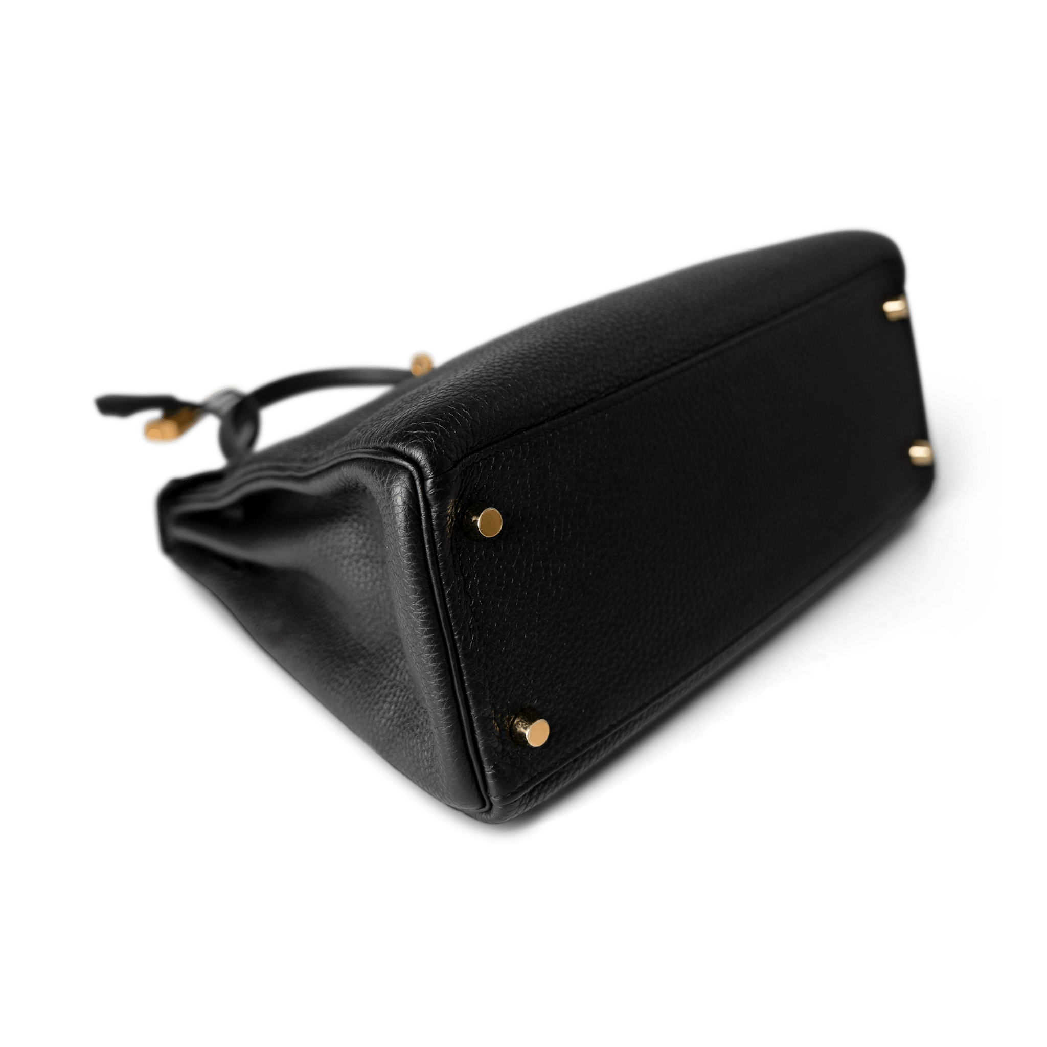 Hermes Handbag Kelly / Black Kelly 28 Black Veau Togo Leather Gold Plated C Stamp - Redeluxe