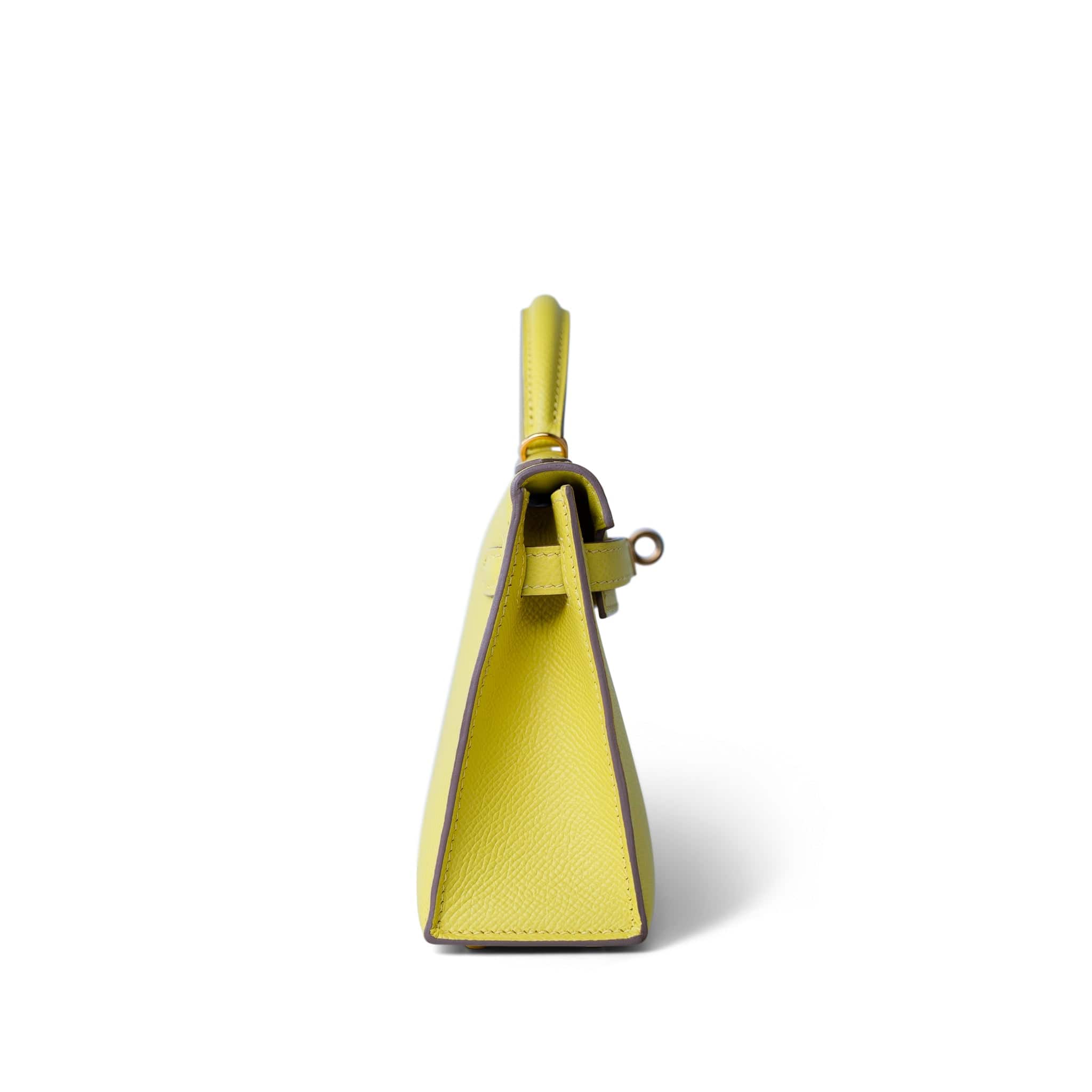 Hermes Handbag Lime Mini Kelly Sellier Lime Epsom Gold Plated Y Stamp - Redeluxe