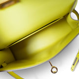 Hermes Handbag Lime Mini Kelly Sellier Lime Epsom Gold Plated Y Stamp - Redeluxe