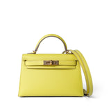 Hermes Handbag Lime Mini Kelly Sellier Lime Epsom Gold Plated Y Stamp - Redeluxe
