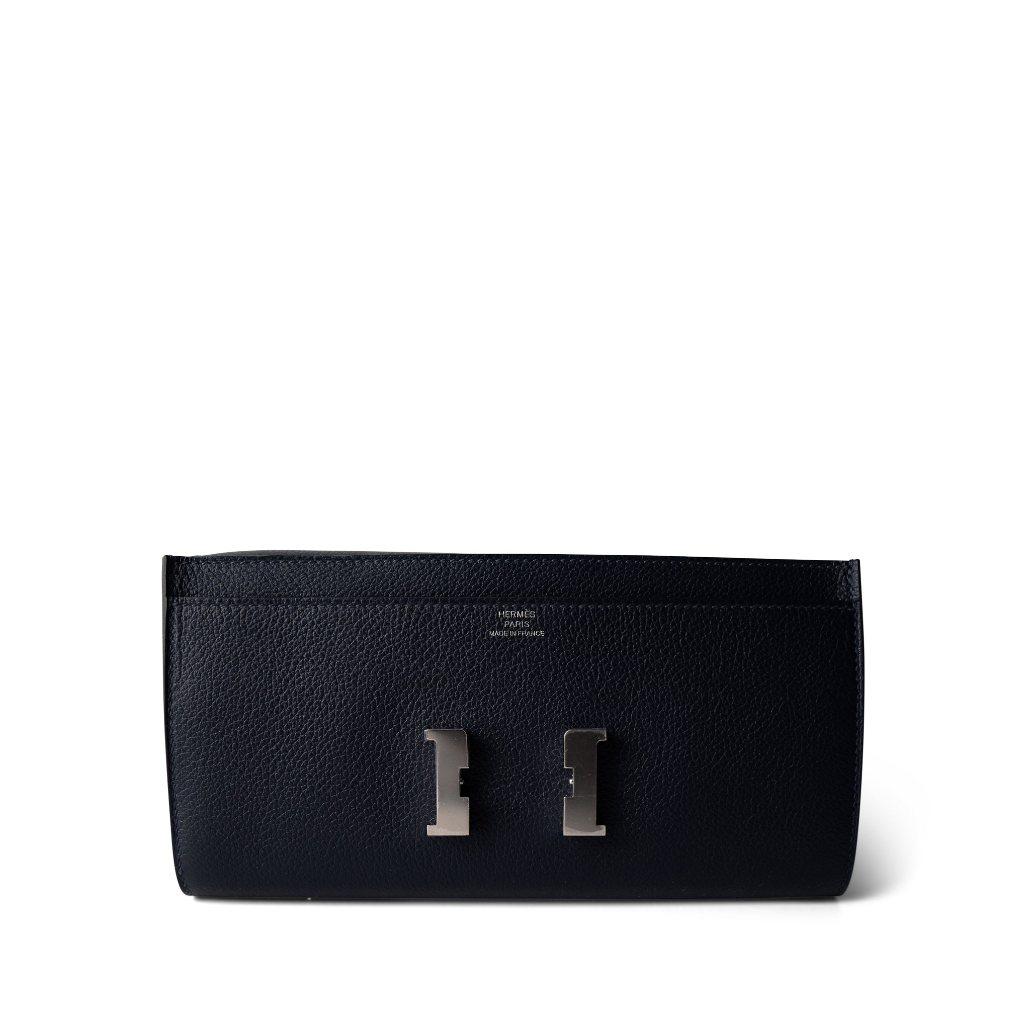 Hermes Handbag Navy Constance Long To Go Wallet Bleu Nuit Epsom Palladium Plated B Stamp - Redeluxe