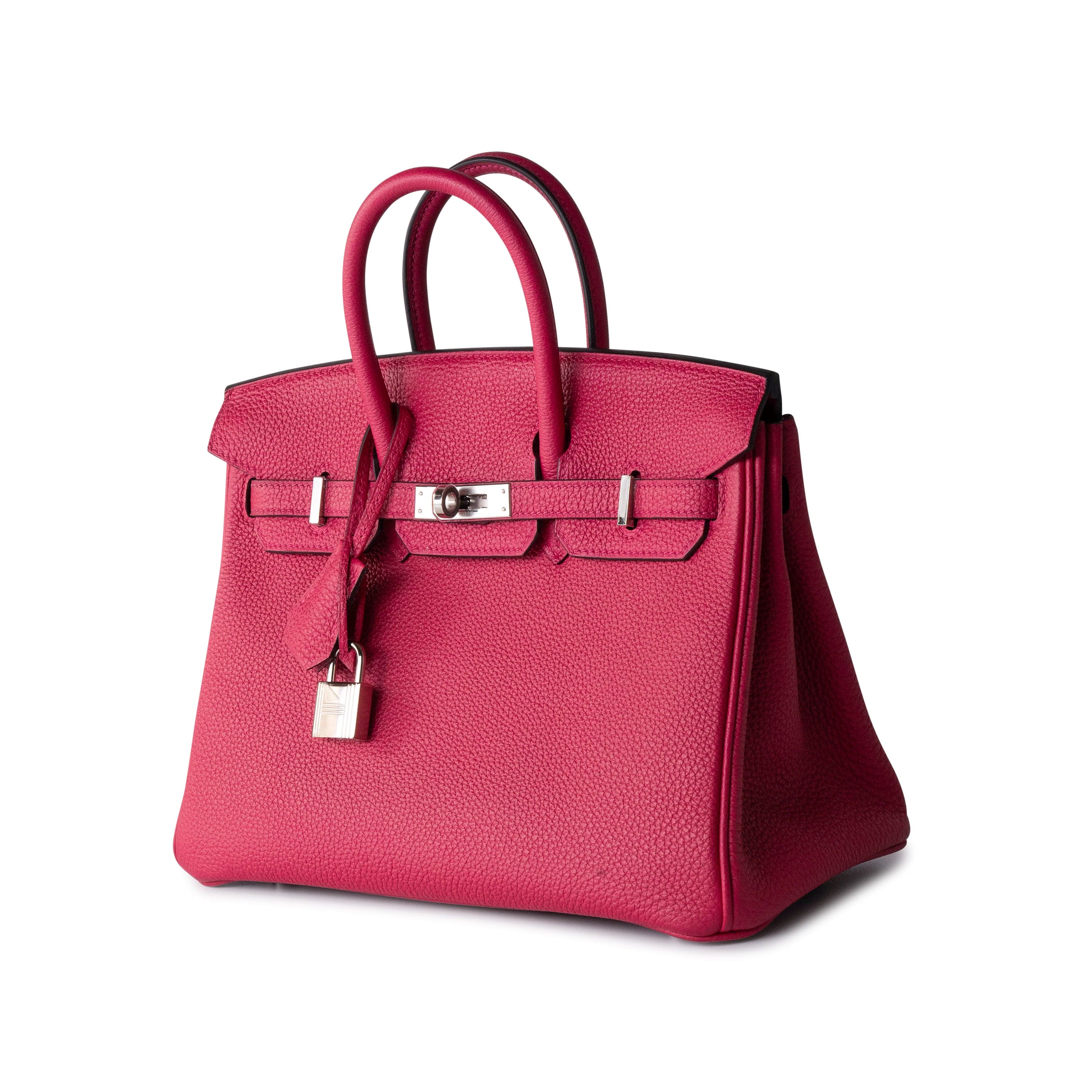 Hermes Handbag Pink Birkin 25 Framboise Veau Togo Palladium Plated 2021 Z - Redeluxe