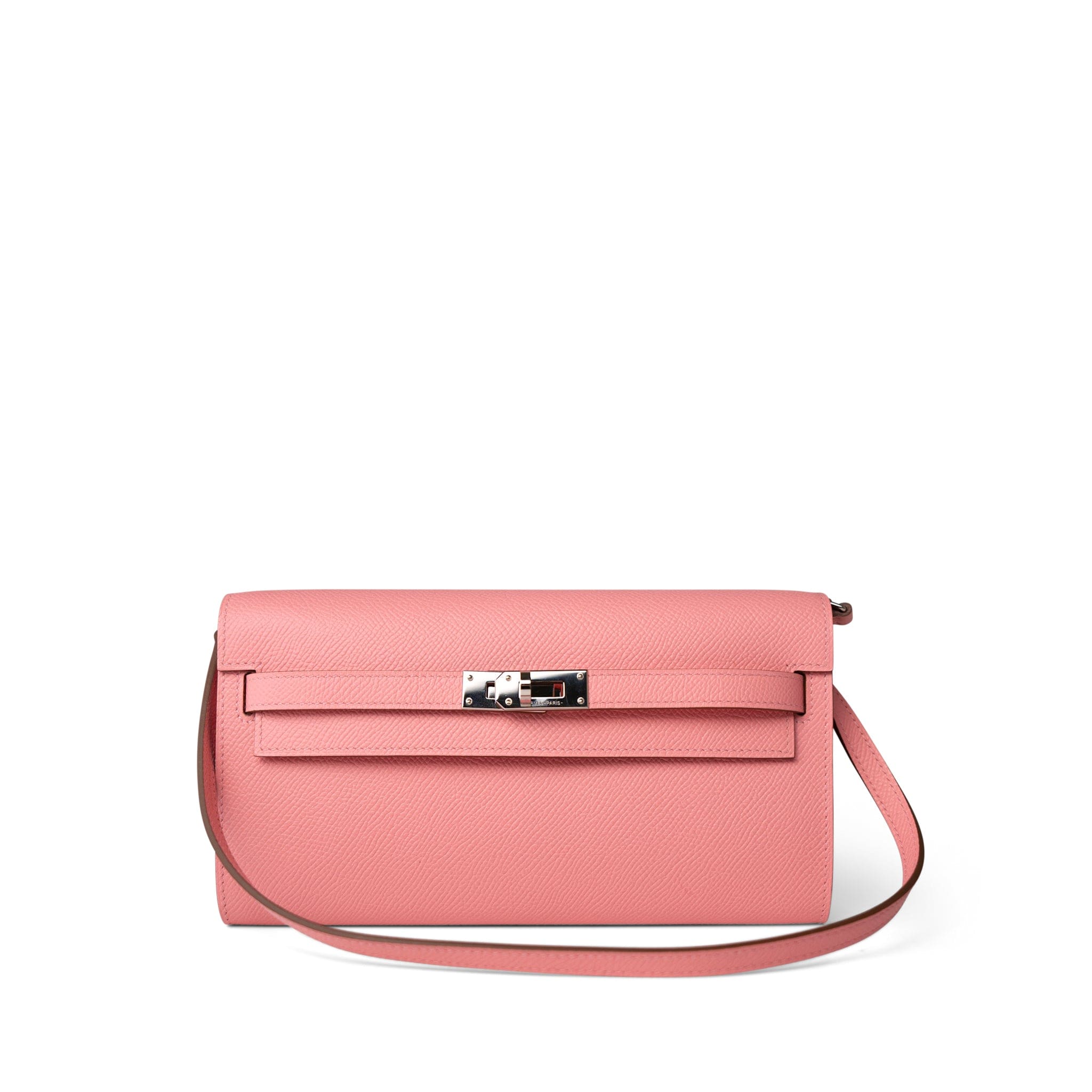 Hermes Handbag Pink Kelly Wallet To Go Rose Confetti Veau Epsom Palladium Plated U Stamp - Redeluxe