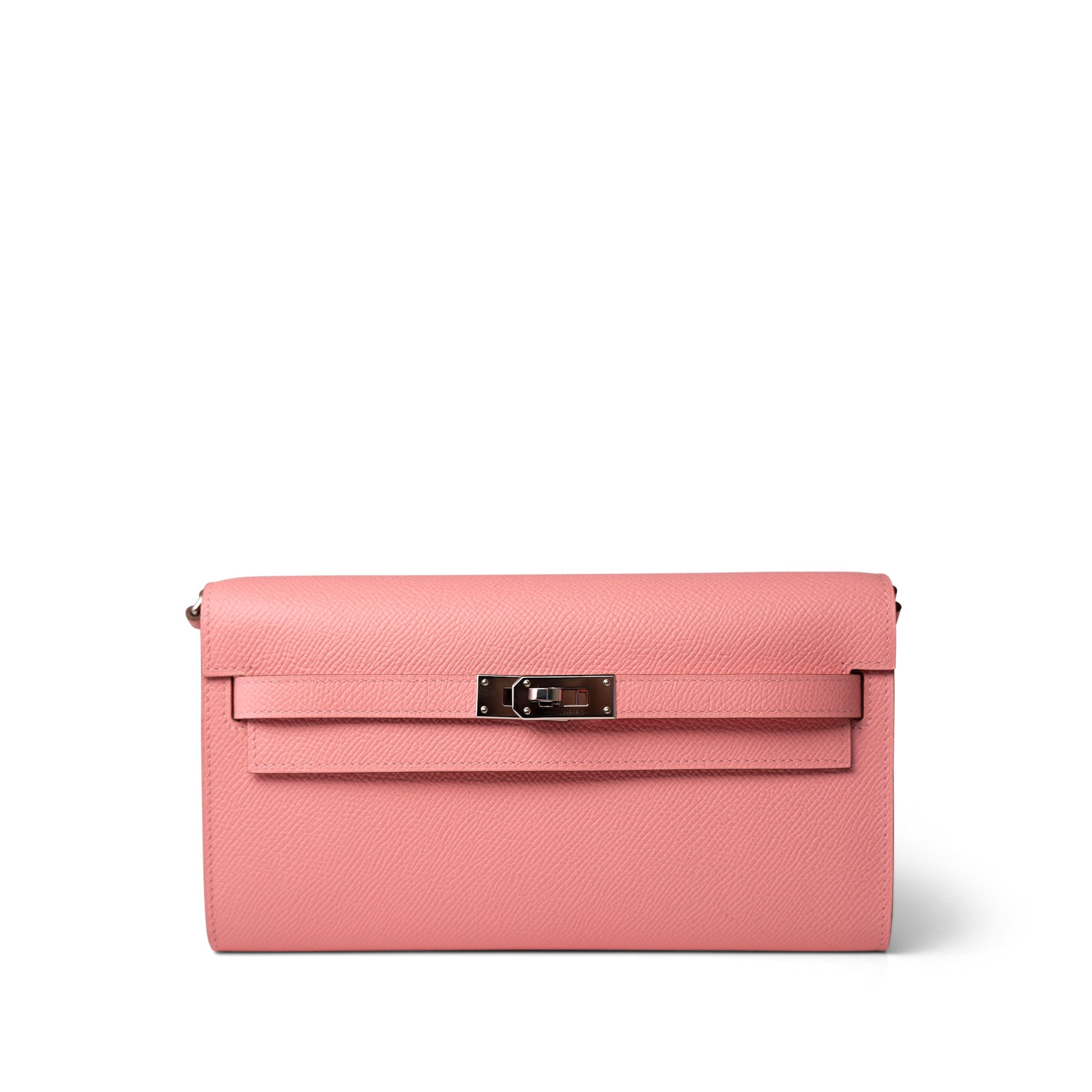 Hermes Handbag Pink Kelly Wallet To Go Rose Confetti Veau Epsom Palladium Plated U Stamp - Redeluxe