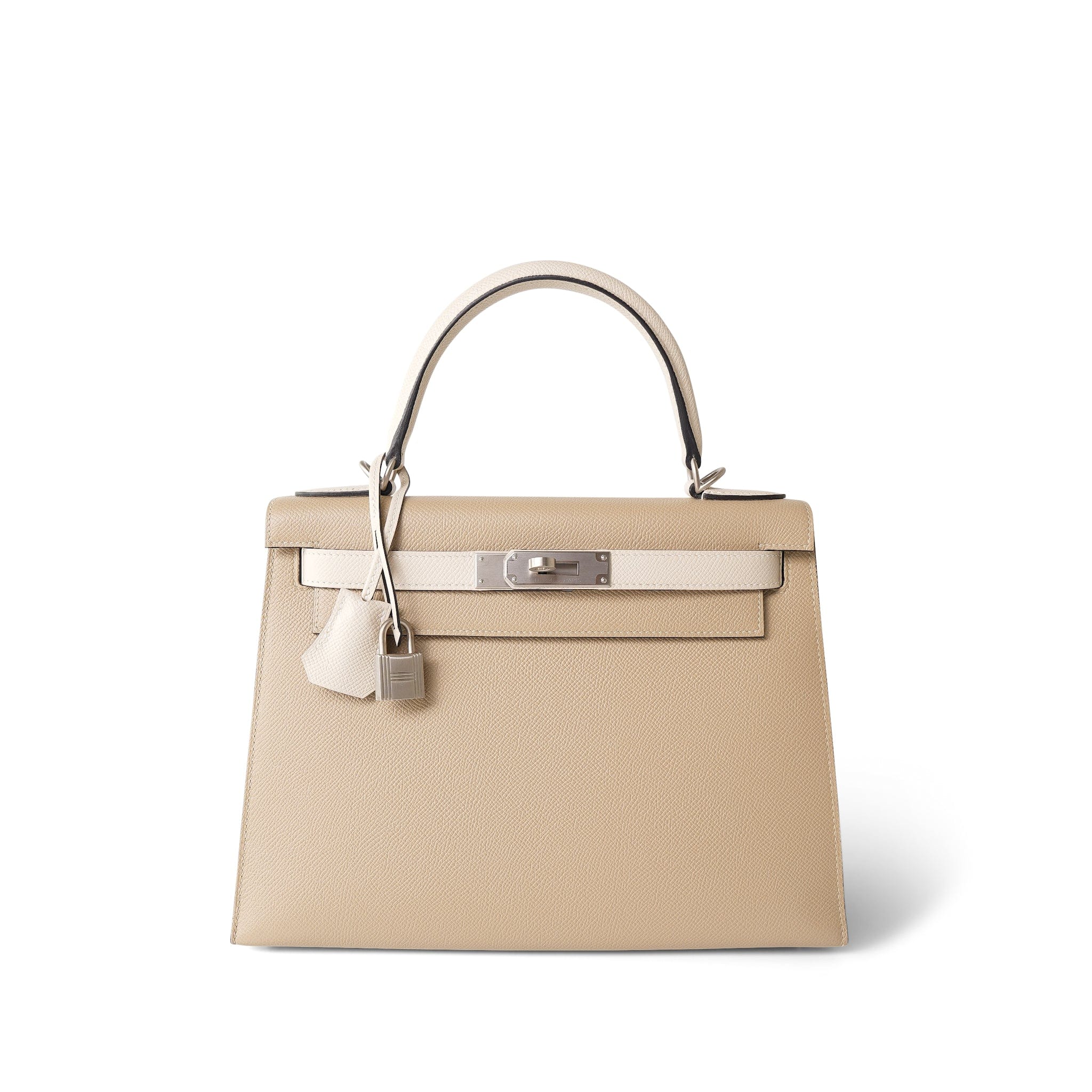 ☘️未使用に近い☘️　HERMES カレ90　聖なる大河　ベージュ Kelly 28 Sellier Trench / Craie Epsom Palladium Plated C Stamp