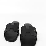 Hermes Sandals Hermès Veau Epson Oran Sandals Black/ Noir 38 - Redeluxe