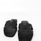 Hermes Sandals Hermès Veau Epson Oran Sandals Black/ Noir 38 - Redeluxe