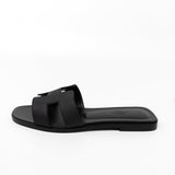 Hermes Sandals Hermès Veau Epson Oran Sandals Black/ Noir 38 - Redeluxe