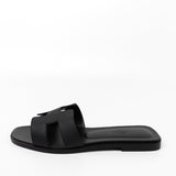 Hermes Sandals Hermès Veau Epson Oran Sandals Black/ Noir 38 - Redeluxe