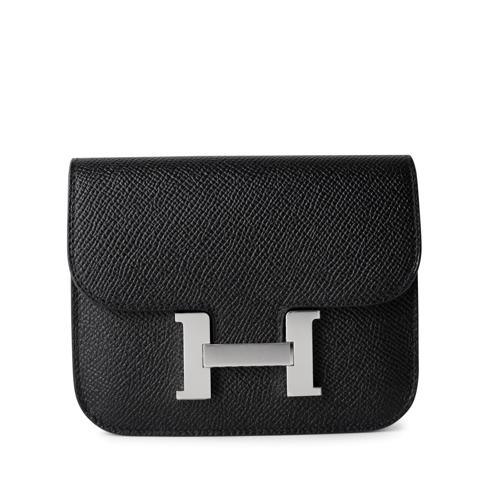 Hermes Wallet Wallet / Black Black Epsom Constance Slim Wallet Palladium Hardware - Redeluxe