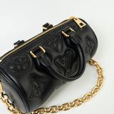 Louis Vuitton Handbag Black Louis Vuitton Black Monogram Calfskin Leather Papillon BB Bag - Redeluxe