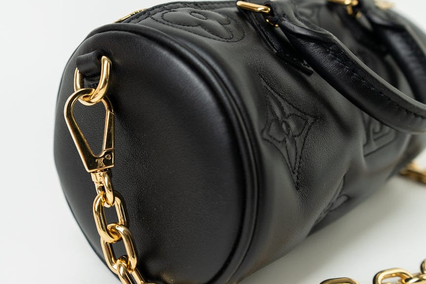 Louis Vuitton Handbag Black Louis Vuitton Black Monogram Calfskin Leather Papillon BB Bag - Redeluxe