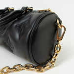 Louis Vuitton Handbag Black Louis Vuitton Black Monogram Calfskin Leather Papillon BB Bag - Redeluxe