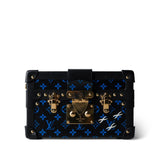 Louis Vuitton Handbag Blue Louis Vuitton Monogram Petite Malle Blue Black - Redeluxe