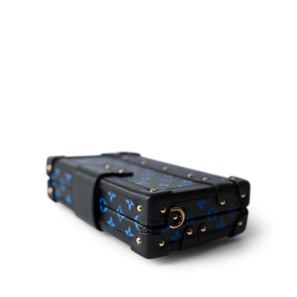 Louis Vuitton Handbag Blue Louis Vuitton Monogram Petite Malle Blue Black - Redeluxe