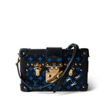 Louis Vuitton Handbag Blue Louis Vuitton Monogram Petite Malle Blue Black - Redeluxe